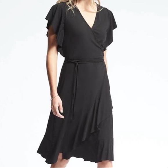 banana republic ruffle wrap dress